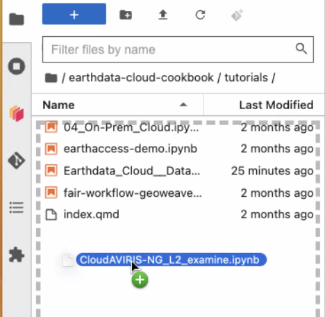 Screenshot of drag and drop notebook in JupyterHub