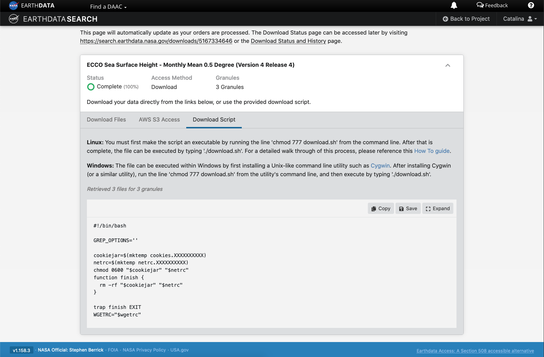 Figure caption: Downloading scrip